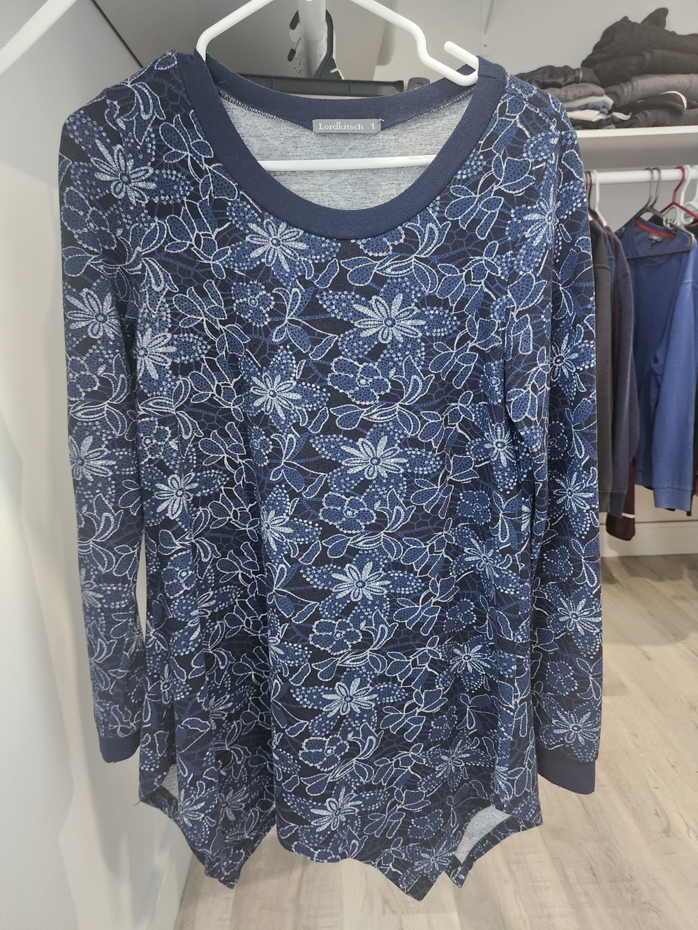 Navy Floral Long Sleeve Top